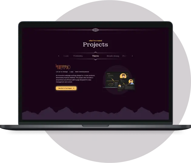 portfolio website page on laptop screen